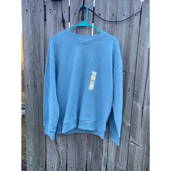 Time and Tru Womens Relaxed Fit Crewneck Sweatshirt Blue Large L 12-14 NEW - Picture 5 of 5